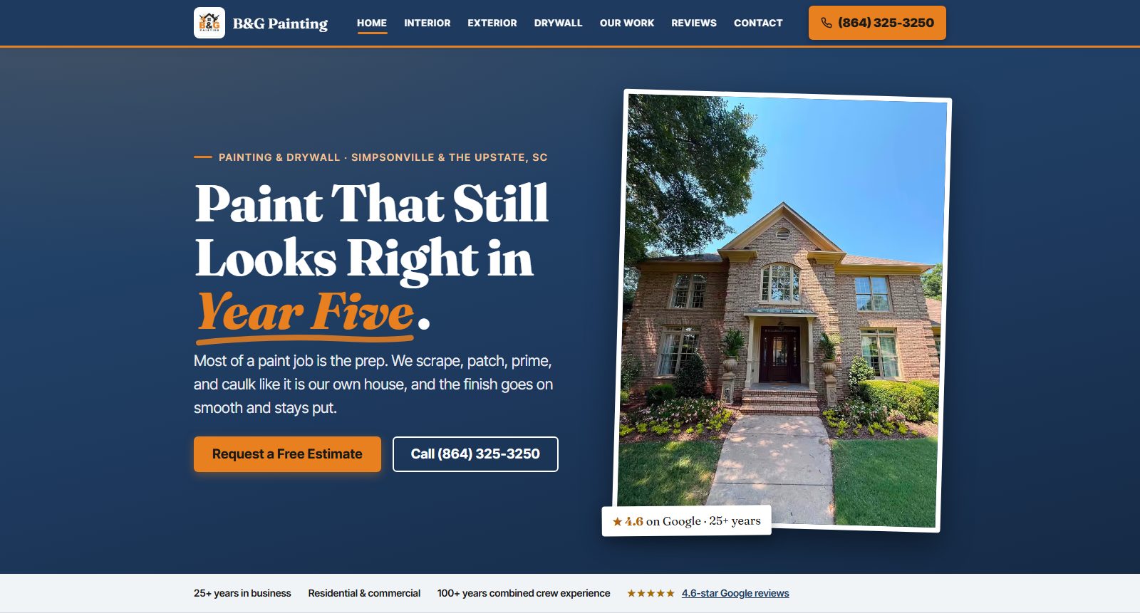 B&G Painting website built by Subgrade Marketing