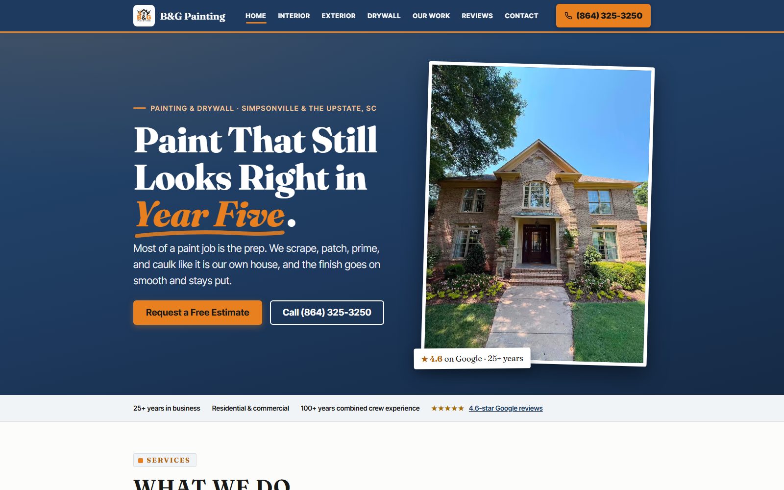B&G Painting website built by Subgrade Marketing